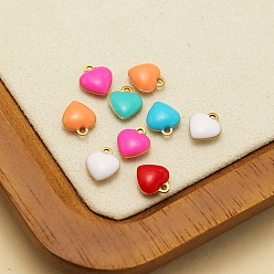 Couleur Mélangete Charmes en acier inoxydable, avec l'émail, charme coeur, couleur mixte, 8x9mm, Trou: 1.2mm