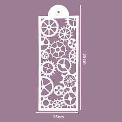 Gear Шаблоны трафаретов для рисования пластиковых питомцев, прямоугольник с рисунком смешивания, рисунок шестерни, 390x150 мм