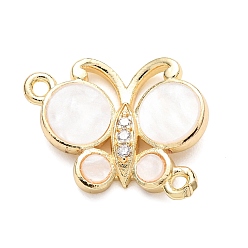 Белый Подвески-бабочки из латуни с микропаве из прозрачного кубического циркония, cmолой, реальный 18 k позолоченный, долговечный, без кадмия и без свинца, стойки покрытие, белые, 14x17.5x3.5 мм, отверстие : 1.2 мм