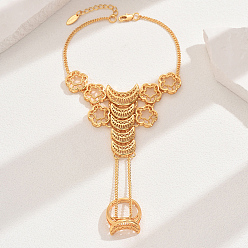 Луна Винтажные латунные браслеты с полыми звеньями для женщин, реальный 18 k позолоченный, луна, 8-1/4 дюйм (21 см)