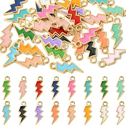 (52) Непрозрачная лаванда 32 шт 16 цвета сплава эмалевые подвески, удар молнии, золотой свет, разноцветные, 20x7x1.5 мм, отверстие : 2 мм, 2 шт / цвет