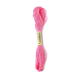Hot Pink Polyester Embroidery Threads for Cross Stitch, Embroidery Floss, Hot Pink, 0.15mm, about 8.75 Yards(8m)/Skein