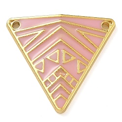 Pink Стойка покрытие латунь эмаль треугольный соединитель подвески, реальный 18 k позолоченный, долговечный, без свинца и без кадмия, розовые, 24x25.5x3.5 мм, отверстие : 1.4 мм