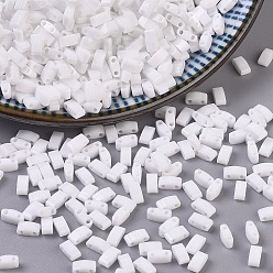 (HTL402) Непрозрачный Белый Миюки половина бусины тила, японский бисер, 2 отверстие, (htl 402) непрозрачный белый, 5x2.3x1.9 мм, отверстие : 0.8 мм, Около 250 шт / 10 г