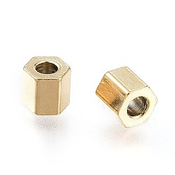 Golden Ion Plating(IP) 304 Stainless Steel Spacer Beads, Hexagon, Golden, 3x3x3mm, Hole: 1.4mm