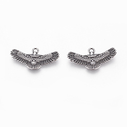Antique Silver 304 Surgical Stainless Steel Pendants, Eagle, Antique Silver, 13x25x2mm, Hole: 1.6mm