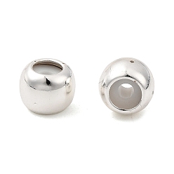 Plaqué 925 Argent Sterling Perles en laiton, caoutchouc à l'intérieur, perles de curseur, plaqué longue durée, rondelle, 925 argent sterling plaqué, 6x4.5mm, Trou: 2mm