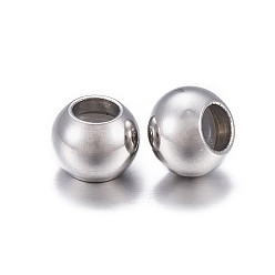 Stainless Steel Color 201 Stainless Steel Beads, with Rubber Inside, Slider Beads, Stopper Beads, Rondelle, Stainless Steel Color, 6x4.5mm, Hole: 3mm, Rubber Hole: 1.5mm