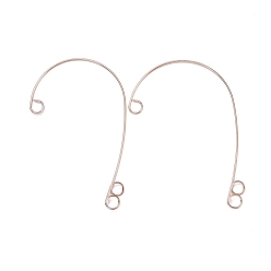 Rose Gold 316 Stainless Steel Ear Cuff Findings Ion Plating(IP), Climber Wrap Around Non Piercing Earring Findings with 3 Loop, Rose Gold, 59x38x0.5mm, Hole: 4mm