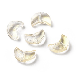 Champagne Yellow Transparent Spray Painted Glass Beads, Crescent Moon, Champagne Yellow, 14x9.5x5mm, Hole: 1mm