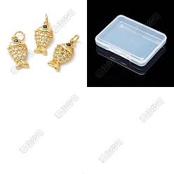 Golden 10Pcs Brass Micro Pave Clear Cubic Zirconia Pendants, Fish Charms, Long-Lasting Plated, Lead and Cadmium Free, Golden, 16x8x2.5mm, Hole: 3.2mm