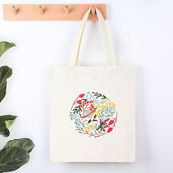 Bird DIY Bohemian Style Canvas Tote Bag Embroidery Starter Kits, including White Cotton Fabric Bag, Embroidery Hoop, Needle, Threads, Bird Pattern, 400x300mm