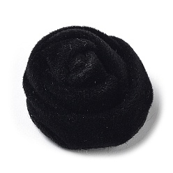 Black Velvet Cloth Fabric Cabochons, Rose Flower, Black, 23~24x16mm
