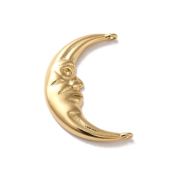 Real 14K Gold Plated 304 Stainless Steel Links Connector Charms, Crescent Moon Face Links, Real 14K Gold Plated, 17x24x3mm, Hole: 1.2mm