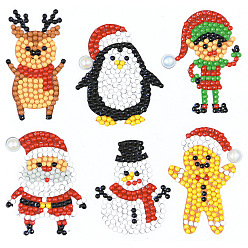 Human DIY Christmas Theme Diamond Painting Sticker Kit, Including Resin Rhinestones Bag, Diamond Sticky Pen, Tray Plate and Glue Clay, Human, 150x150mm