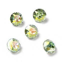 Light Chrysolite AB Стеклянные кабошоны со стразами в стиле AB, задние и задние, алмаз, светлый хризолит ab, 8.1x5.6 мм