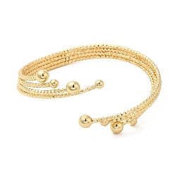 Real 18K Gold Plated Rack Plating Brass Round Ball Cuff Bangle for Women, Cadmium Free & Lead Free, Real 18K Gold Plated, Inner Diameter: 2-1/4 inch(5.55cm)