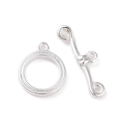 Посеребрённый Застежки-кнопки из экологически чистой латуни, без кадмия и без свинца, долговечный, кольцо, 925 серебро покрытием, Кольцо: 13x10.5x1.5 mm, бар: 5x18x2 mm, отверстие : 1.2 мм