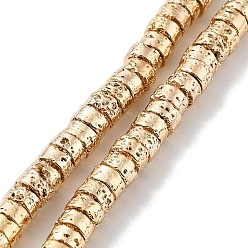 Light Gold Plated Electroplated Natural Lava Rock Beads Strands, Disc, Heishi Beads, Light Gold Plated, 4~4.5x2~2.5mm, Hole: 1mm, about 161pcs/strand, 15.55''(39.5cm)