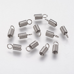 Stainless Steel Color 304 Stainless Steel Cord Ends, End Caps, Column, Stainless Steel Color, 10x4mm, Hole: 2.5mm, Inner: 3mm