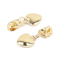 Golden Alloy Zipper Head with Heart Charms, Zipper Pull Replacement, Zipper Sliders for Purses Luggage Bags Suitcases, Golden, 4x1.6cm