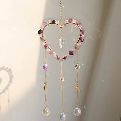 Аметист Подвеска-ловец солнца из аметистового хрусталя, создатель радуги, украшение сада и дома своими руками, сердце, 500 мм