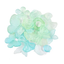 Бледно-бирюзовый Прозрачные акриловые бусины, матовые, разнообразные, бледные бирюзовая, 12~30.5x11.5~39.5x2.5~9 мм, отверстие : 1.6~2.7 мм