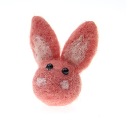 Salmon Rabbit Head Handmade Wool Felt Ornament Accessories, for DIY Children Hair Tie, Salmon, 65x30mm