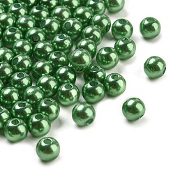 Dark Green Imitation Pearl Acrylic Beads, Dyed, Round, Dark Green, 6x5.5mm, Hole: 1.5~2mm, about 4500pcs/pound