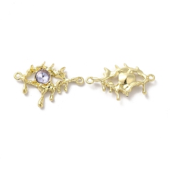Lavender Alloy Connector Charms, Melting Eye Links with Glass, Lead Free & Cadmium Free, Light Gold, Lavender, 21x30.5x4mm, Hole: 1.6mm
