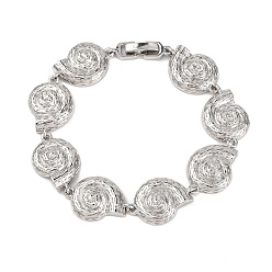 Платина Латунь ссылка браслеты для женщин, раковина, долговечный, стойки покрытие, без свинца и без кадмия, платина, 7-3/4 дюйм (19.8 см), ссылка: 21.5x14.5x4 mm