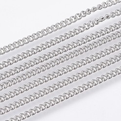 Stainless Steel Color 304 Stainless Steel Curb Chains, Soldered, Stainless Steel Color, 2.3x2x0.5mm