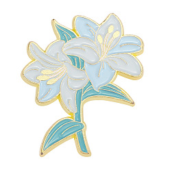 Flower Spring Theme Alloy Brooches, Enamel Flower Lapel Pin, for Backpack Clothes, Golden, Lily Pattern, 31x24mm