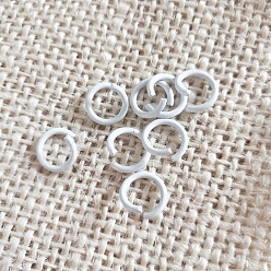 White Baking Painted Iron Open Jump Rings, Round Ring, White, 10x1.4mm