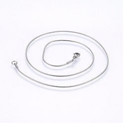 Stainless Steel Color 304 Stainless Steel Snake Chain Necklaces, with Lobster Claw Clasps, Stainless Steel Color, 17.7 inch(45cm), 1.2mm