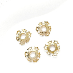 Настоящее золото 18K Spacer бисер латунные, звезда, реальный 18 k позолоченный, 13x12 мм, отверстие : 4.6 мм