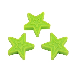 Lawn Green Star Food Grade Silicone Beads, Silicone Teething Beads, Lawn Green, 30x9mm