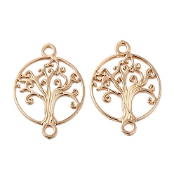 Light Gold Rack Plating Brass Connector Charms, Etched Metal Embellishments, Long-Lasting Plated, Tree of Life Links, Light Gold, 14.5x10.5x0.3mm, Hole: 1.2mm