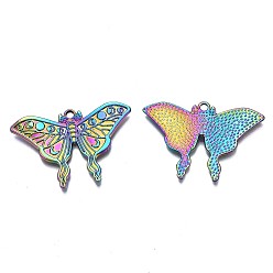 Rainbow Color Rainbow Color Alloy Pendants, Cadmium Free & Nickel Free & Lead Free, Butterfly, 32x47x3mm, Hole: 2.5mm