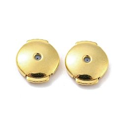 Real 18K Gold Plated Rack Plating Brass Ear Nuts, Ear Backs, Long-Lasting Plated, Lead Free & Cadmium Free, Flat Round, Real 18K Gold Plated, 8x9.5x2.5mm, Hole: 0.7mm