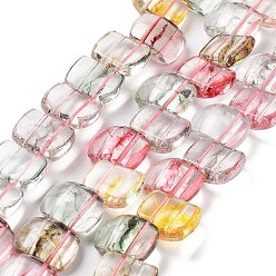 Colorful Transparent Glass Imitation Gemstone Beads Strands, Rectangle, Colorful, 17x12.5x7.5~8mm, Hole: 1.2mm, about 28pcs/strand, 13.78 inch(35cm)