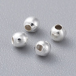 Серебро Spacer бисер железа, круглые, серебряный цвет гальваническим, диаметром около 2 мм , шириной 2 мм , отверстие : 1 мм
