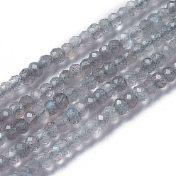Labradorite Natural Labradorite Beads Strands, Faceted, Rondelle, 3~3.5x2~2.5mm, Hole: 0.2mm, about 120~189pcs/strand, 16.2~16.4 inch(41.3~41.7cm)