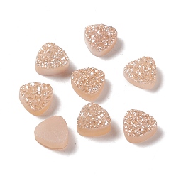 Bisque Natural Druzy Agate Cabochons, Dyed, Triangle, Bisque, 10x10x5~6mm