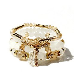 off-white Bohemian Crystal Pendant Tassel Bracelet Multi-layered European and American Style Fashion Jewelry