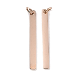 Розовое Золото Ионное покрытие (ip) 304 подвески из нержавеющей стали, с целью перехода в кольце, зеркальная полировка, прямоугольный шарм, штамповка пустой метки, розовое золото , 30x3x1.5 мм, отверстие : 3 мм