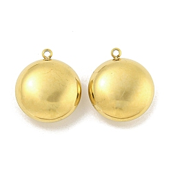 Real 14K Gold Plated 304 Stainless Steel Pendants, Flat Round Charm, Real 14K Gold Plated, 17.5x15x6.5mm, Hole: 1.2mm