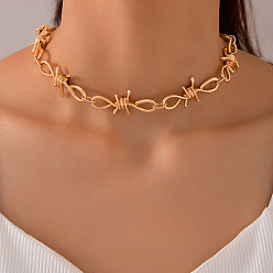 17297-gold Hip-hop Necklace Silver Twisted Single-layer Necklace Irregular Geometric Clavicle Chain.