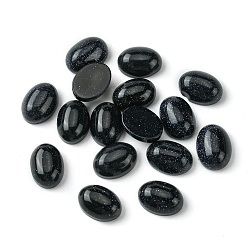 Blue Goldstone Synthetic Blue Goldstone Cabochons, Oval, 8~8.5x6~6.5x2.5~3.5mm