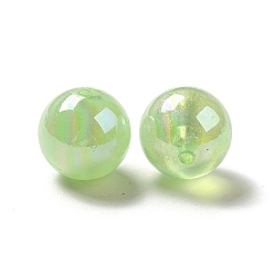 Light Green Acrylic Beads, AB Color Plated, Raound, Light Green, 19.5mm, Hole: 3mm, about 109pcs/500g